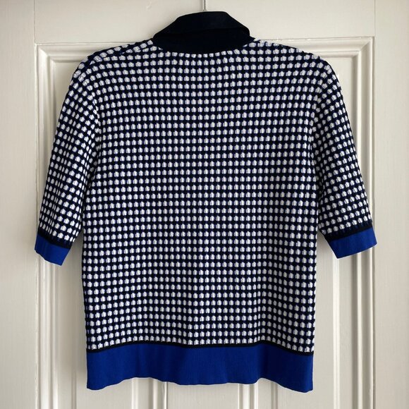 Diane Von Furstenberg Collared Knit Shirt Zipper Short Sleeve - Size Medium - Picture 2 of 6